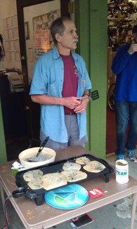Jeffrey making pancakes